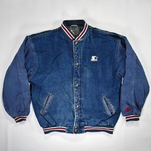 Vintage Starter Sport Denim Bomber Jacket - XL
